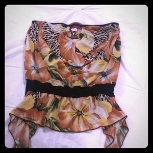 Floral and animal print tube top